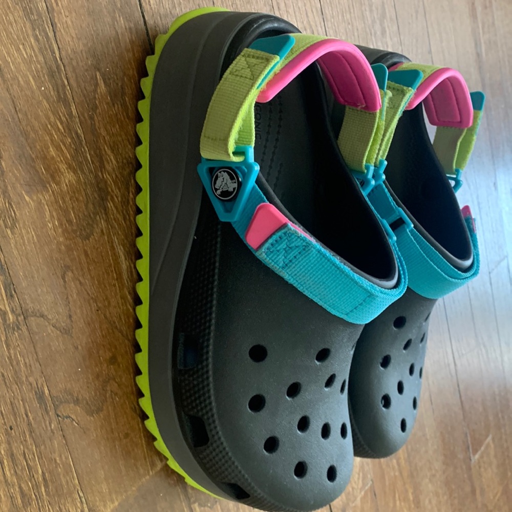 Multicolored classic hiker crocs